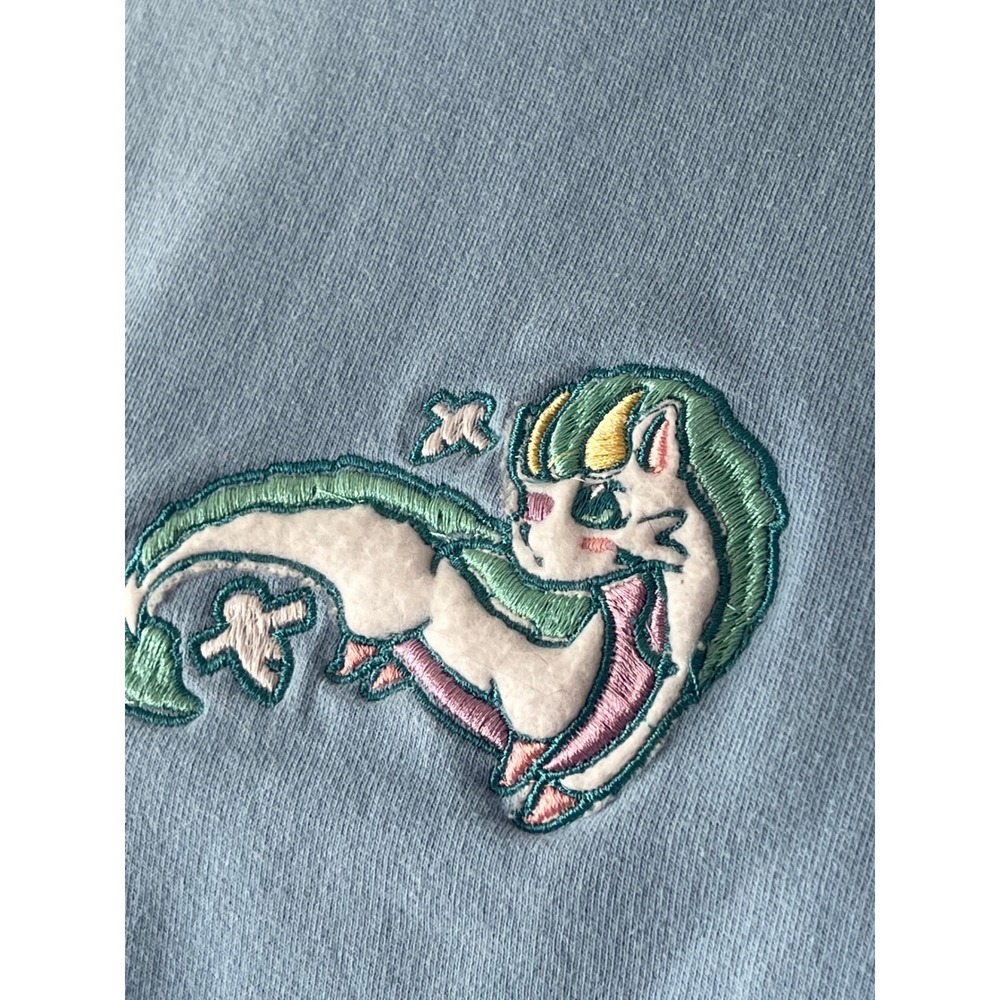 Haku Spirited‎ Away Anime Dragon Embroidered Cropped Sweatshirt Light Blue Small - Picture 6 of 8